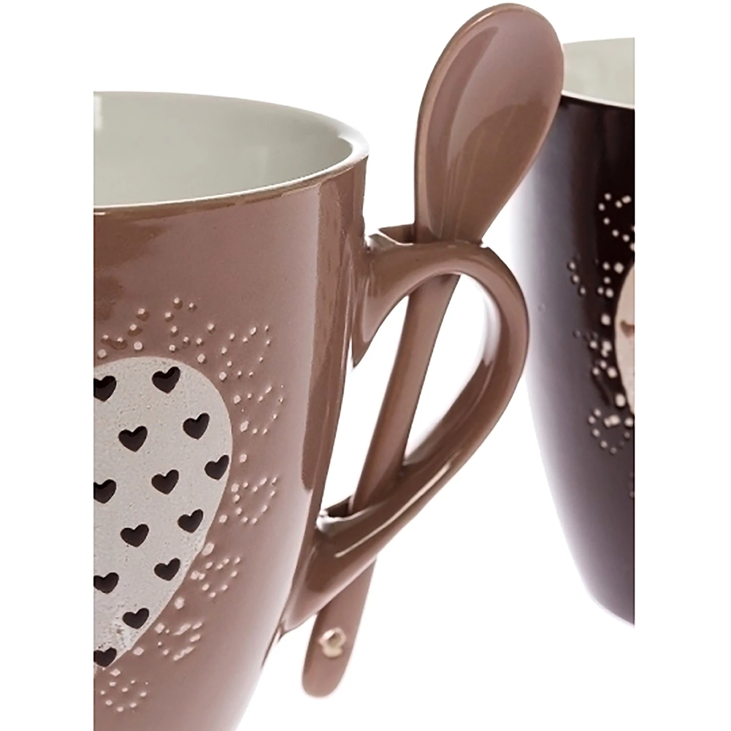 My Flair Tasses avec cuillères Darun (lot de 2) - Faïence - Marron / Noir 6 My Flair Tasses avec cuillères Darun (lot de 2) - Faïence - Marron / Noir – Image 4