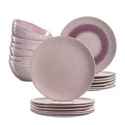 Leonardo Assiettes en céramique Matera (18 élém.) - Rose