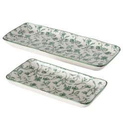 Boltze Assiettes Silka (2 éléments) - Faïence - Blanc / Vert