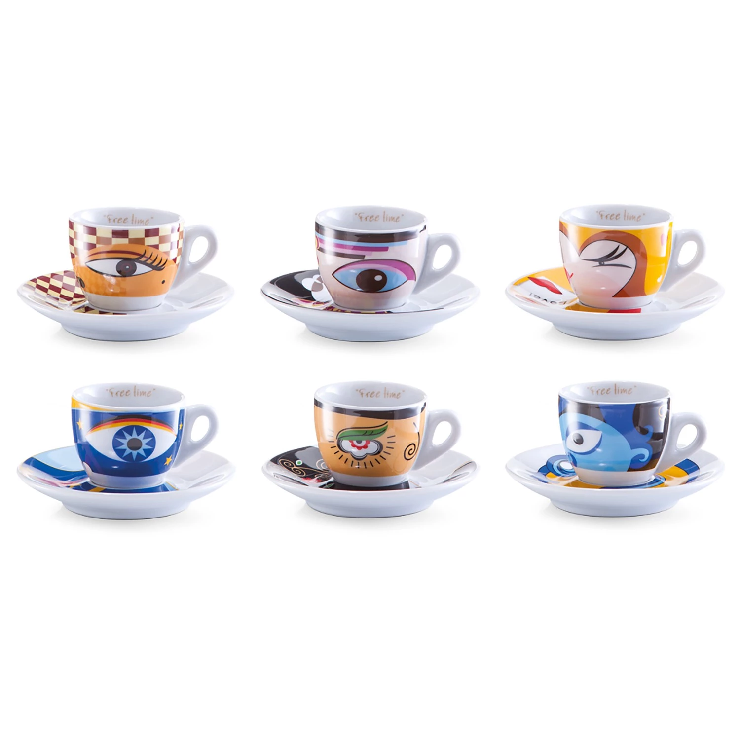 Zeller Set à expresso Magic Eyes (12 éléments) - Porcelaine - Motifs - Avec carton noir : 32 cm x 13 cm x 9 cm 3 Zeller Set à expresso Magic Eyes (12 éléments) - Porcelaine - Motifs - Avec carton noir : 32 cm x 13 cm x 9 cm