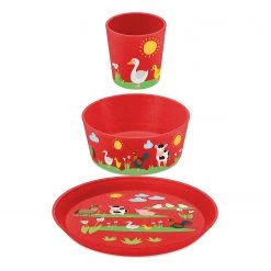 Koziol Set vaisselle Connect Farm (3 éléments) - Polypropylène / Épicéa - Rouge