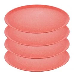 Koziol Assiettes Connect Plate (lot de 4) - Polypropylène / Épicéa - Corail