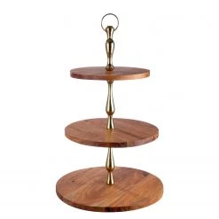 GILDE Présentoir à gâteaux Acarcia II - Acacia - Marron - 36 x 58 x 36 cm