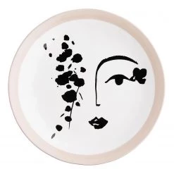 Butlers Assiette LINE ART - visage - Céramique - Blanc / Noir / Rose