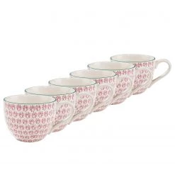Butlers Tasses RETRO V (lot de 6) - Porcelaine - Blanc / Rouge