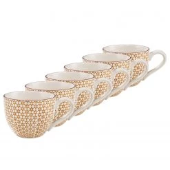 Butlers Tasses RETRO I (lot de 6) - Porcelaine - Blanc / Orange