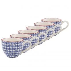 Butlers Tasses RETRO III (lot de 6) - Porcelaine - Blanc / Bleu