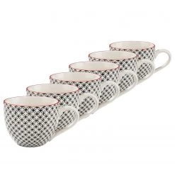 Butlers Tasses RETRO II (lot de 6) - Porcelaine - Blanc / Noir