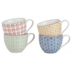 Butlers Tasses RETRO (lot de 4) - Porcelaine - Rouge / Orange / Vert / Bleu