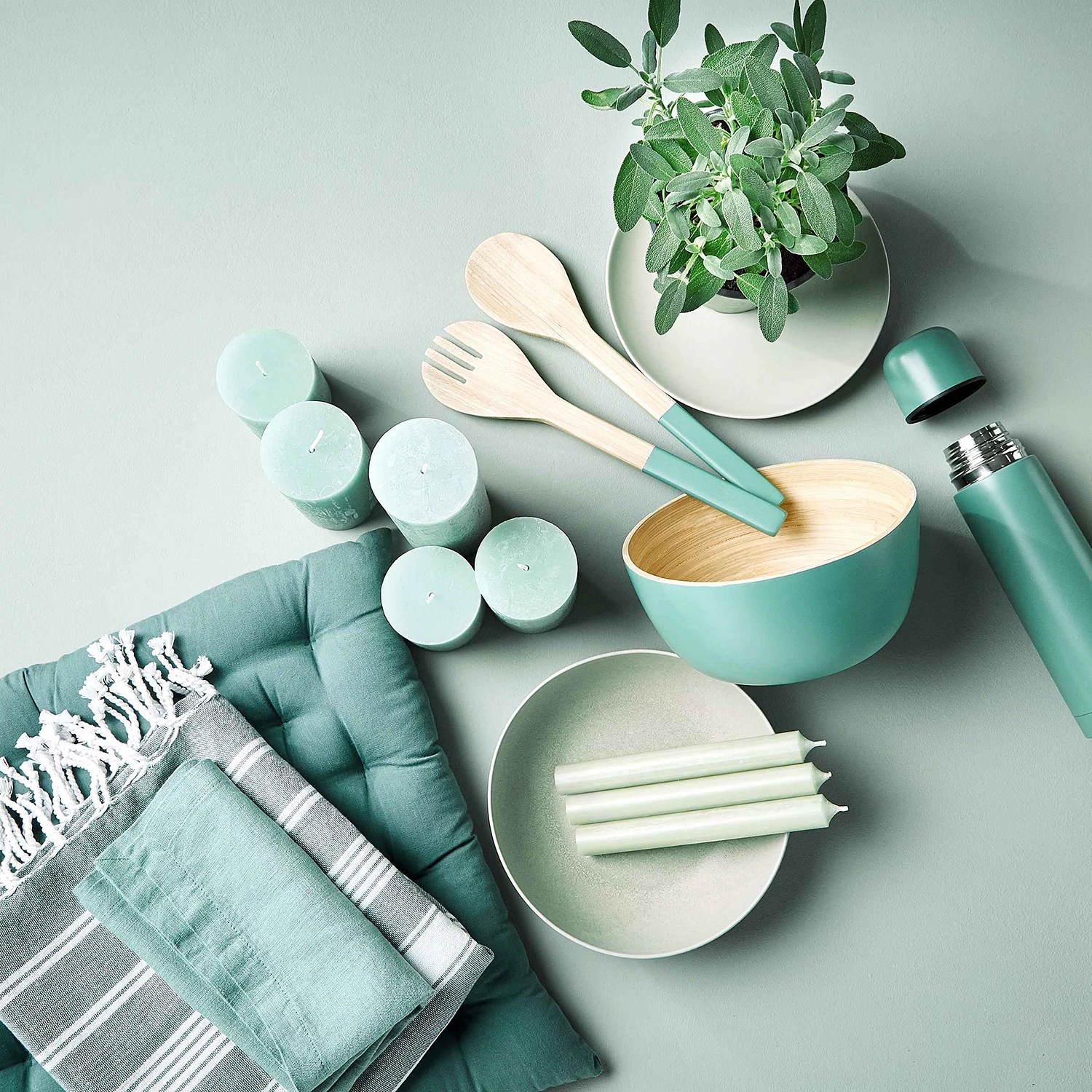 Butlers Saladier BAMBOO II - Bambou - Turquoise 4 Butlers Saladier BAMBOO II - Bambou - Turquoise – Image 2