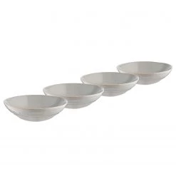 Butlers Assiettes creuses MANOR II (lot de 4) - Grès - Gris clair