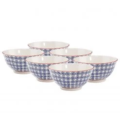 Butlers Bols RETRO VI (lot de 6) - Porcelaine - Blanc / Bleu