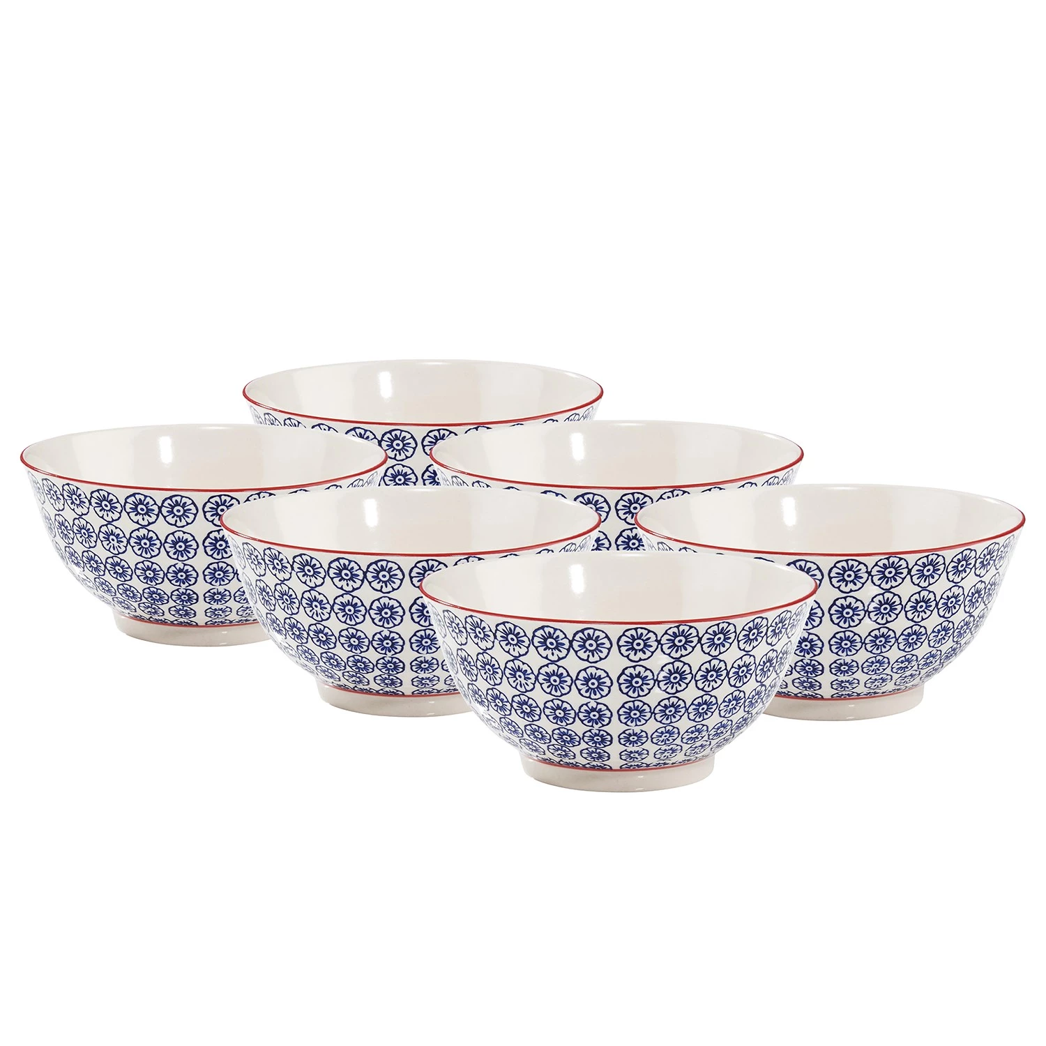 Butlers Bols RETRO VI (lot de 6) - Porcelaine - Blanc / Bleu 3 Butlers Bols RETRO VI (lot de 6) - Porcelaine - Blanc / Bleu