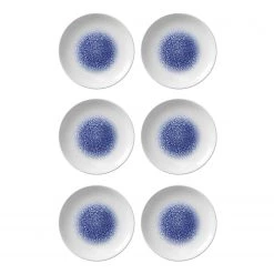 Fine Dine Earth Colours Assiettes plates Serenity (lot de 6) - Porcelaine - Blanc / Bleu
