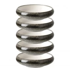 Fine Dine Earth Colours Assiettes creuses Silk (lot de 5) - Céramique - Blanc / Gris - Diamètre : 15 cm