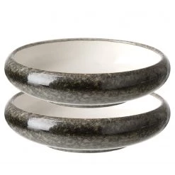 Fine Dine Earth Colours Assiettes creuses Silk (lot de 2) - Céramique - Blanc / Gris - Diamètre : 20 cm