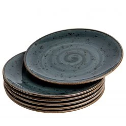 Fine Dine Earth Colours Assiettes Arando I (lot de 6) - Porcelaine - Anthracite - Diamètre : 21 cm