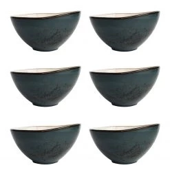 Fine Dine Earth Colours Bols Arando (lot de 6) - Porcelaine - Anthracite