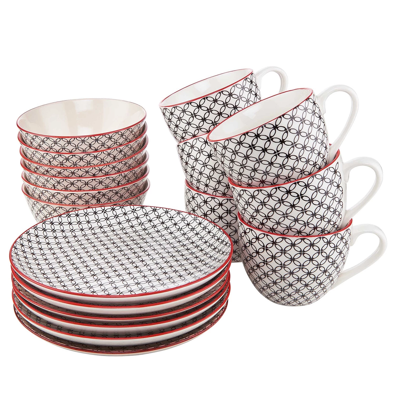 Butlers Set petit-déjeuner RETRO II (18 él.) - Porcelaine - Blanc / Noir / Rouge 3 Butlers Set petit-déjeuner RETRO II (18 él.) - Porcelaine - Blanc / Noir / Rouge