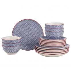 Butlers Service RETRO I (18 él.) - Porcelaine - Blanc / Bleu / Rouge