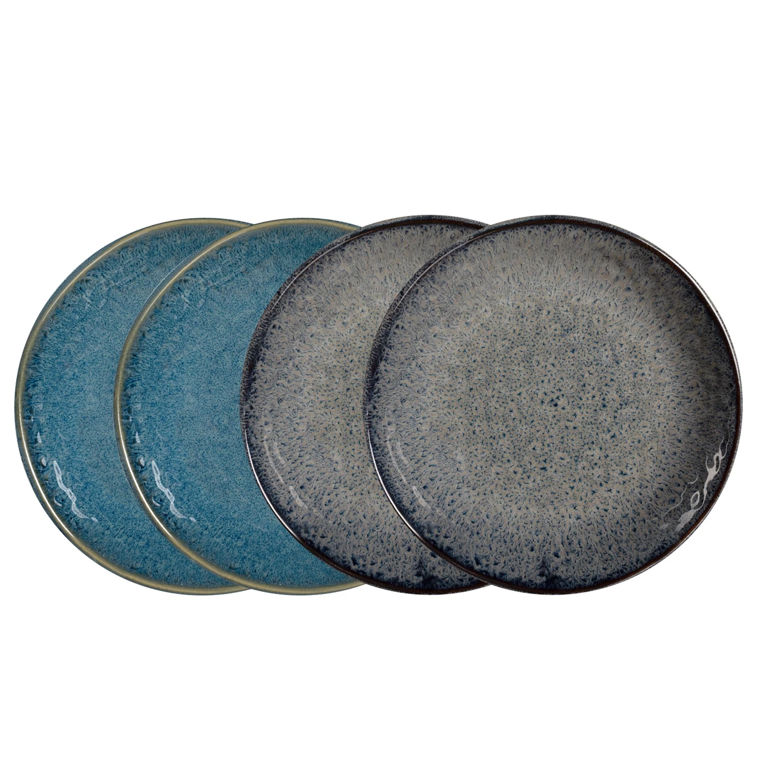 Leonardo Assiettes Matera (lot de 4) - Céramique - Anthracite / Bleu 3 Leonardo Assiettes Matera (lot de 4) - Céramique - Anthracite / Bleu