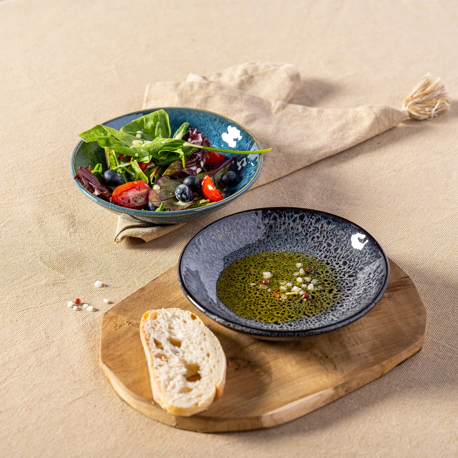 Leonardo Assiettes Matera (lot de 4) - Céramique - Anthracite / Bleu 5 Leonardo Assiettes Matera (lot de 4) - Céramique - Anthracite / Bleu – Image 3